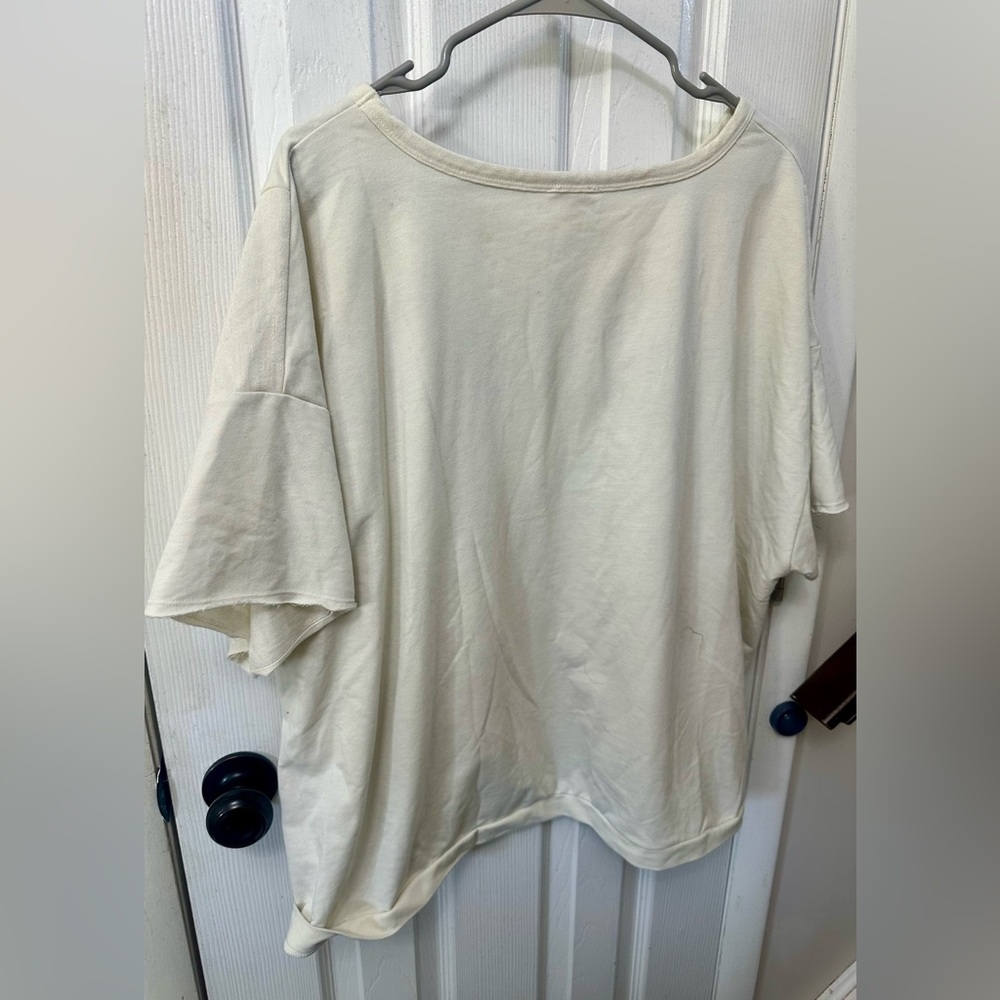 Bibi Oversized Boxy Cut Stars and Stripes Cream Top, Med - Picture 4 of 4